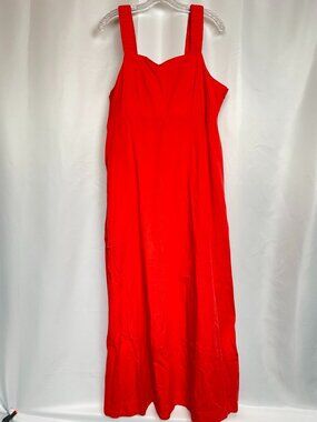 NWT Pact Sustainable Cotton Linen Maxi Dress Quiet Luxury Poppy Red Pockets XXL